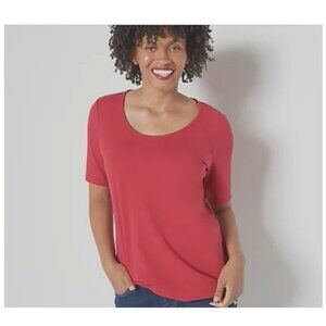 Belle by Kim Gravel TripleLuxe Ribbed Knit Top red 2X A398147